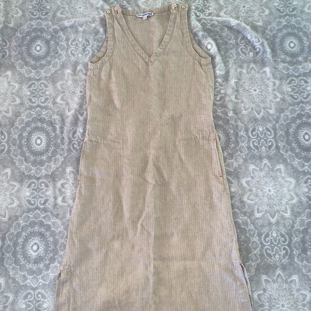 Ines de la Fressange x Uniqlo 100% Linen Pinstripe Midi Prairie Minimal XS New